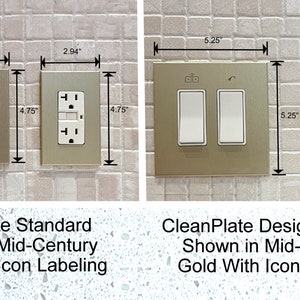 4 Gang: Custom Labeled Metal Switch Plate Cover for Rocker switches, Modern, Retro Designed & available in 5 finishes. image 2