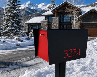 UpTown Box in TEXTURED MATT BLACK: is a  Contemporary Retro Designed Post Mounted Mailbox.