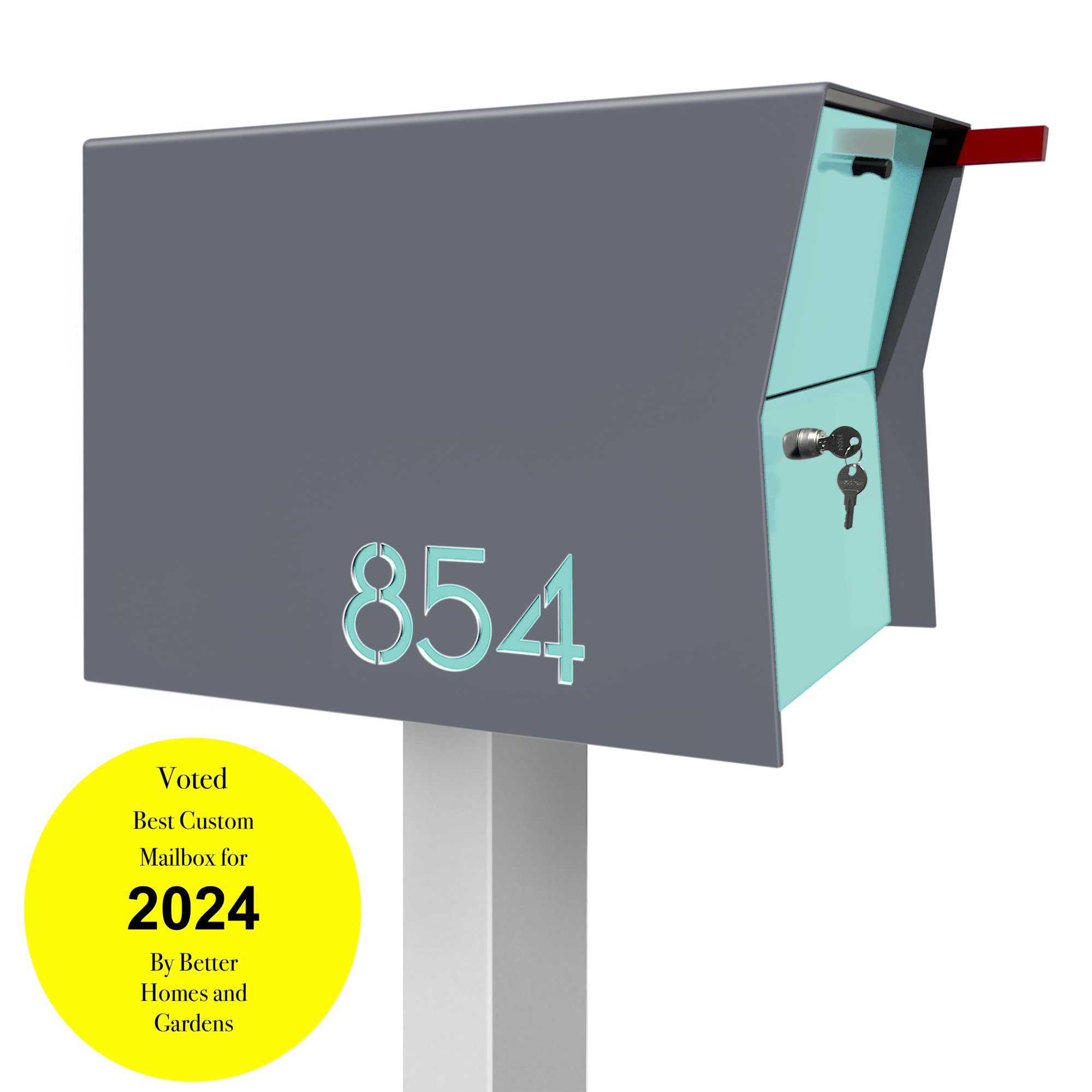 Retro Package Box in Gray Locking Mailbox: Mid-century Modern Package ...