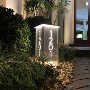 The RadiantLight ADDRESS MARKER: is a Midcentury, Modern, Contemporary, Retro Designed LED Landscape Light  Availiable in 2 Sizes