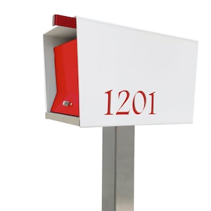 UpTown Box in WHITE,  Midcentury Modern Contemporary Retro Designed Optional Locking Post Mounted Mailbox.