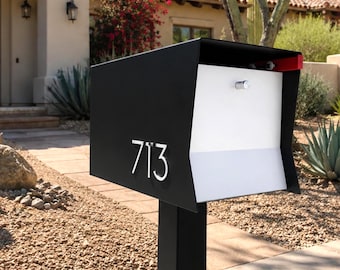 RetroBox in TEXTURED MATT BLACK: is a  Contemporary Retro Designed Post Mounted Mailbox.