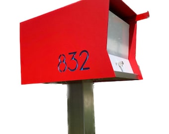 RetroBox in CUSTOM COLORS, Midcentury Modern Contemporary Retro Designed Optional Locking Post Mounted Mailbox,