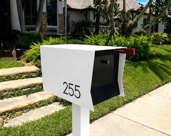 RetroBox in WHITE:   Contemporary Retro Designed Post Mounted Mailbox