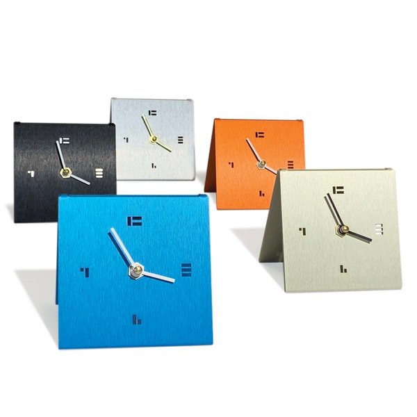 Midcentury Modern Contemporary Retro Designed Table clock,  SimpleDesk Clock, a modern analogue clock that adds a pop of color to any room.