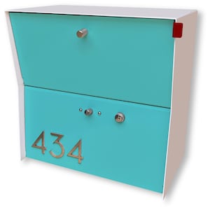 RetroBox Locking Small Package Wall Mounted Mailbox in White is a Midcentury Modern Contemporary Retro Designed Box