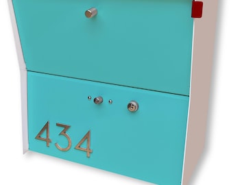 Midcentury Modern Locking Mailbox: Wall Mounted Package Box