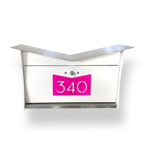 The ButterFly Box in WHITE Wall-Mounted Mailbox.  Midcentury Modern. Contemporary, Retro Designed