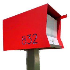 RetroBox in CUSTOM COLORS, Midcentury Modern Contemporary Retro Designed Optional Locking Post Mounted Mailbox,