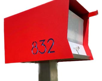 RetroBox in CUSTOM COLORS, Midcentury Modern Contemporary Retro Designed Optional Locking Post Mounted Mailbox,