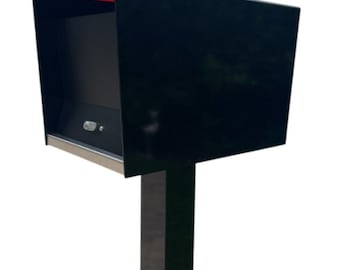 Quick-Ship Modern Mailbox: Textured Black Aluminum UptownBox