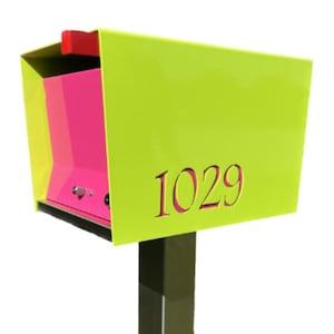 UptownBox CUSTOM COLORS Midcentury Modern Contemporary Retro Designed Optional Locking Post Mounted Mailbox
