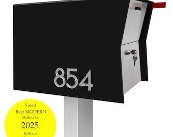Retro Package Box  in Textured Matt Black Locking Mailbox: Mid-Century Modern Package Dropbox