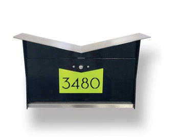 The ButterFly Box in BLACK, Wall-Mounted Mailbox. Midcentury Modern, Contemporary, Retro Designed