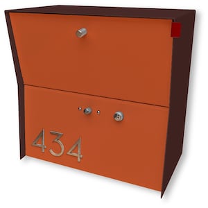 RetroBox Locking Small Package Wall Mounted Mailbox in Coco Nut is a Midcentury Modern Contemporary Retro Designed Box