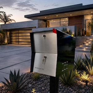 Retro Package Box  in Textured Matt Black Locking Mailbox: Contemporary  Dropbox