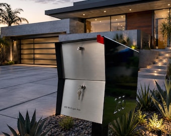 Retro Package Box  in Textured Matt Black Locking Mailbox: Contemporary  Dropbox