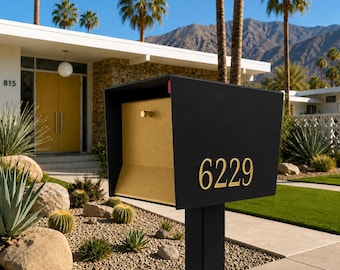 UpTown Box in TEXTURED MATT BLACK: is a  Contemporary Retro Designed Post Mounted Mailbox.