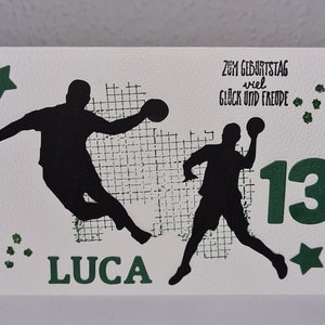 Handball Karte zum Geburtstag Handballer Ball Sport Geburtstagskarte Teenager individualisierbar Farbwunsch