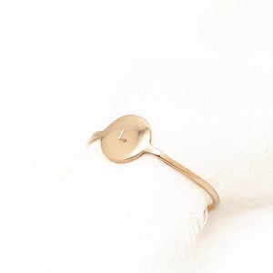 Puede incluir: Un anillo de oro con un disco redondo que tiene la letra "L" grabada.