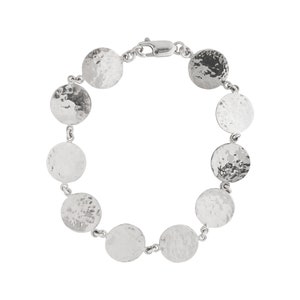Silver Hammered Disc Link Bracelet - Silver Textured Circle Disc Bracelet - Recycled Silver Coin Bracelet Ethical Silver Hammered Bangle