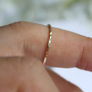 Solid 9ct Yellow Gold Dimple Textured Stack Ring Handmade in England by Lavey London