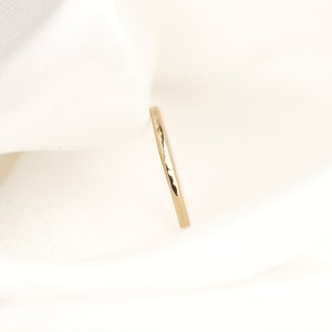 Organic Textured Solid Gold Dainty Stackable Ring by Lavey London