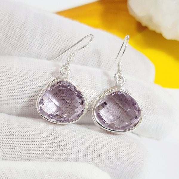 Natural Amethyst Earring, Solid Sterling Silver, Purple Amethyst, Bezel Earring, Amethyst Jewelry, February Birthstone, Gift For Her, Sale