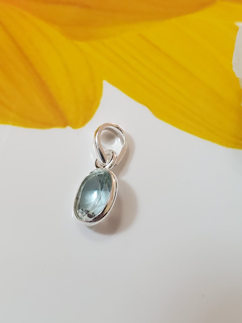 Gift For Her Blue Topaz Pendant Topaz Pendant Birthstone Solid 925 Sterling Silver Minimalist Pendant Silver Topaz Jewelry Handmade