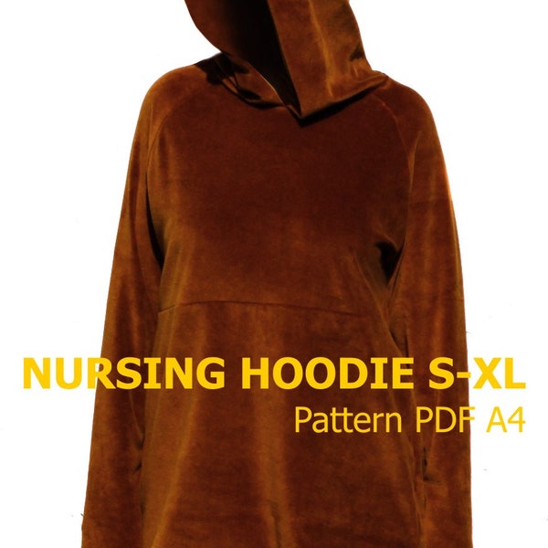 Nursing Hoodie S - XL pattern Pdf A4