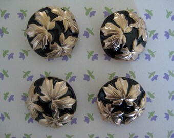 4x Metal Knobs Black & copper Large