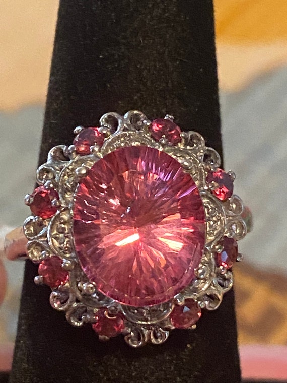 Pretty Sterling Silver & Pink Sapphire Ring