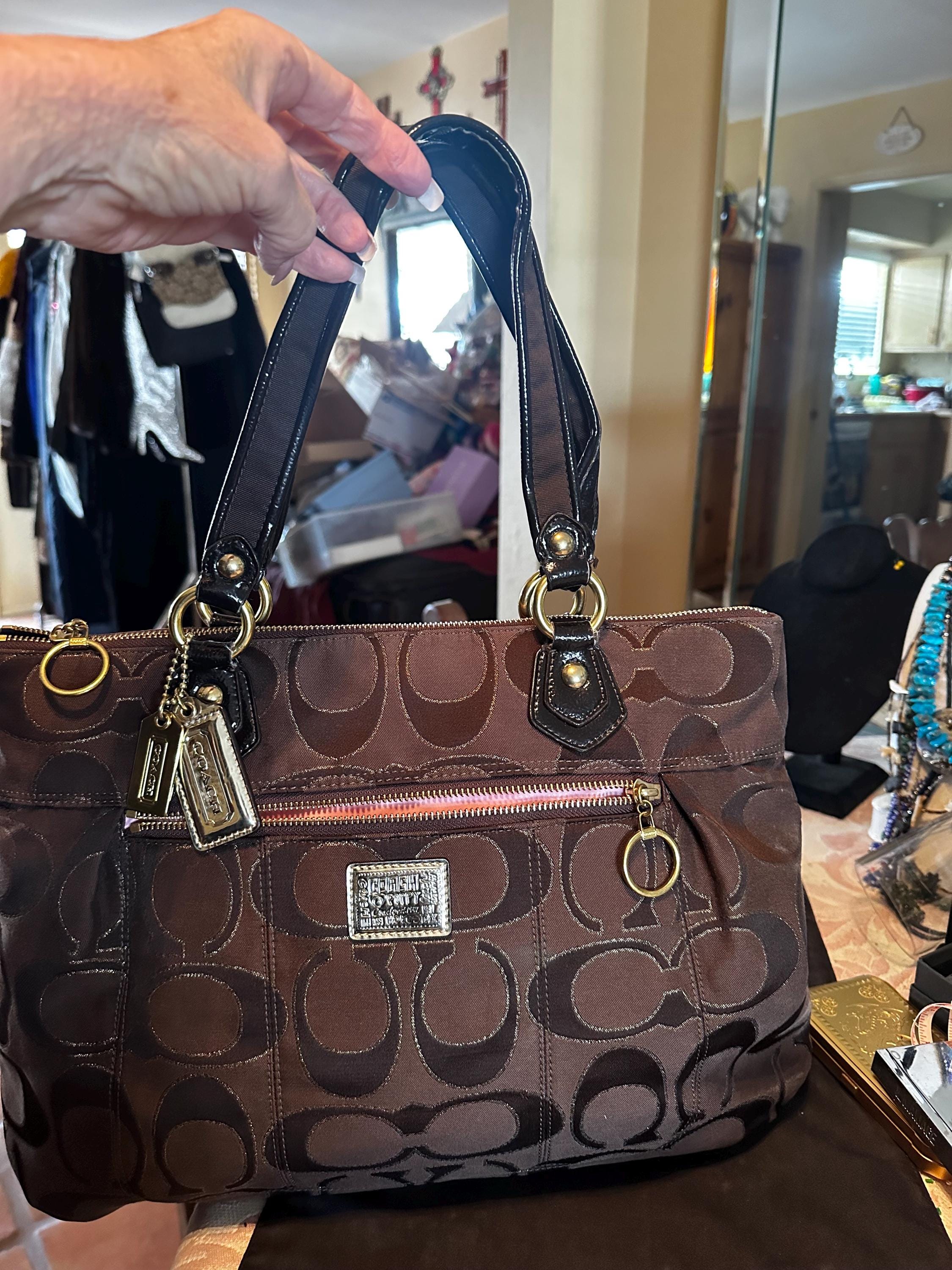 【美品✨】コーチ ボディバッグ Cロゴ レザー 花柄 シルバー金具 玉虫 黒 Coach Poppy Handbag - Etsy
