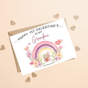 Tarjeta de San Valentín Feliz 1ª como mi abuela, Tarjeta personalizada del 1er Día de San Valentín de la abuela, Tarjeta de amor de la abuela, Tarjeta de San Valentín de la abuela