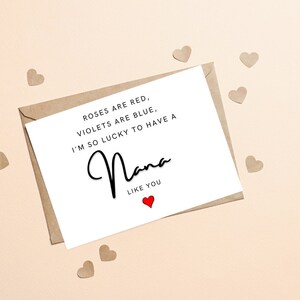 Nana Valentinstag Karte für Sie, personalisierte Muttertagskarte, Nana Geburtstagskarte Gedicht Geschenk, Karte für Nana, Valentinstagskarte für Nana