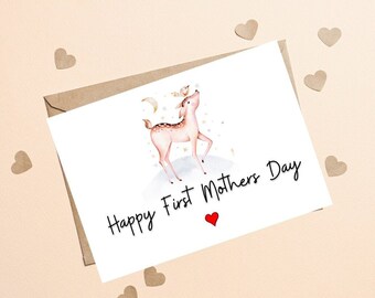 Happy First Mothers Day Card, Watercolour 1st Mothers Day, Cute Mothers Day Card, Mommy To Be Card, Happy 1st Mothers Day Card, 1st Mom Card