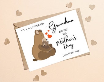 Personalized Grandma Mothers Day Card, To A Wonderful Grandma With Love This Mothers Day Card, Cute Mothers Day Card For Grandma