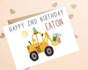 Digger Birthday Card For Son, Happy Birthday Construction Card, To A Special Little Boy, Digger Birthday Card, 2nd Birthday Boy Digger Card