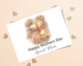 Winnie the Pooh Classic Sentiment Mothers Day Card, Winnie The Pooh Love Greeting Card, Sentiment Winnie The Pooh Card For Mothers Day Gift