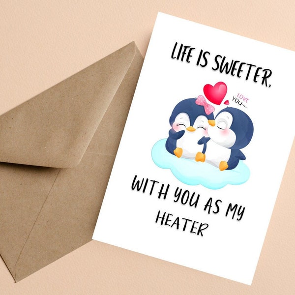 Funny I Love You Card , Life Is Sweeter With You As My Heater Card,  Funny Valentine's Day Card For Husband, Reason I love You Card For Him