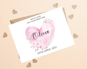 Biglietto di battesimo carino per figlia, biglietto di battesimo personalizzato, biglietto di battesimo per nipote, biglietto di battesimo per nipote, biglietto di battesimo personalizzato per bambina