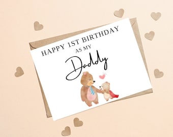 Feliz primer cumpleaños como mi papá, tarjeta de cumpleaños para papá oso, para papá, tarjeta de primer cumpleaños para papá, linda tarjeta de cumpleaños, para papá cumpleaños
