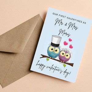 Buon 1 ° San Valentino come Mr And Mrs, Primo biglietto di San Valentino come marito e moglie, Coppia carina biglietto di San Valentino, Felice primo biglietto di San Valentino