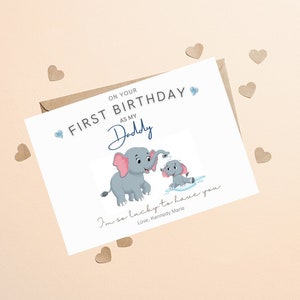 Joyeux 1er anniversaire en tant que mon papa, carte d’anniversaire papa, pour papa, 1ère carte d’anniversaire pour papa, carte d’anniversaire mignonne, pour papa Bday