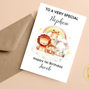 Carte de premier anniversaire de neveu, à un neveu très spécial Joyeux 1er anniversaire, carte de 1er anniversaire de neveu personnalisée, carte de premier anniversaire de garçons