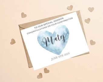 Personalized Godson Confirmation Card, Confirmation Card For Son, First Holy Communion, Custom Confirmation Card For Son, Godson, Grandson.