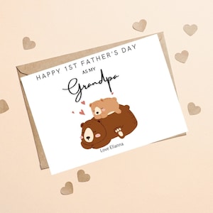 Bonne 1ère fête des pères en tant que grand-père, carte personnalisée de grand-père 1ère fête des pères, carte de grand-père mignonne pour la première fête des pères, carte de grand-père 1ère