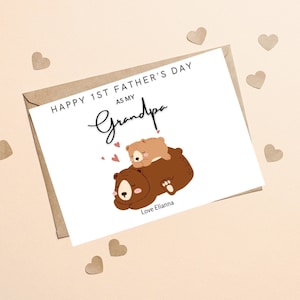 Happy 1st Fathers Day As My Grandad, Personalized Grandpa 1st Father's Day Card, Cute Grandpa Card For First Father's Day, Grandad 1st Card