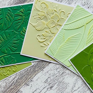 Embossed Note Card Blank 3D, embossed notecard all occasions, embossed handmade note card, Embossed Botanical note card blank SET OF 5