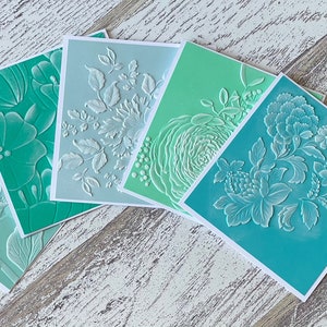 Emboss Card 3D, 3D Sympathy Card, handgemaakte notitiekaart ciseleren, bloemen bedankkaartje reliëfkaart SET VAN 5, 3D-kaart, notitiekaart bulk reliëf